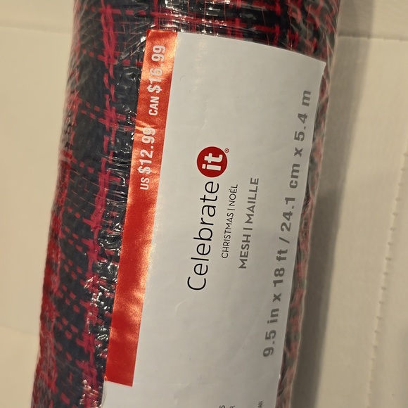98 ft Wire Mesh Red Black New jumbo Ribbon 2.5" 9 5" Christmas Celebrate It Deal - Picture 2 of 7